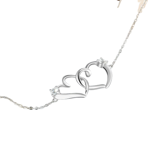 Sterling Silver Intertwined Heart Bracelet with Cubic Zirconia