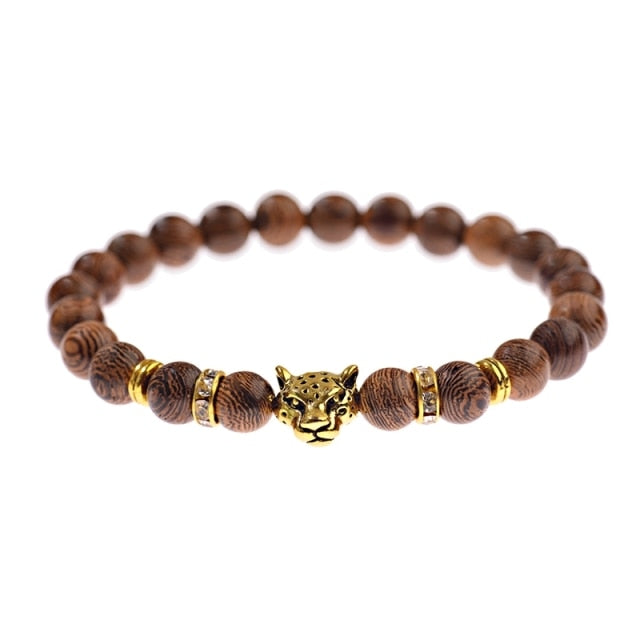 White Turquoises Stone Charm Bracelet Men Wood Beads