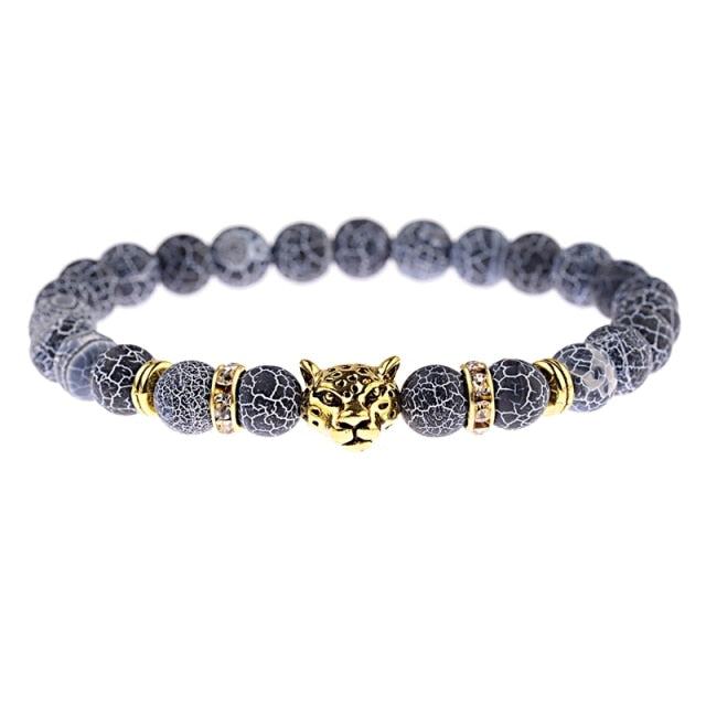 White Turquoises Stone Charm Bracelet Men Wood Beads