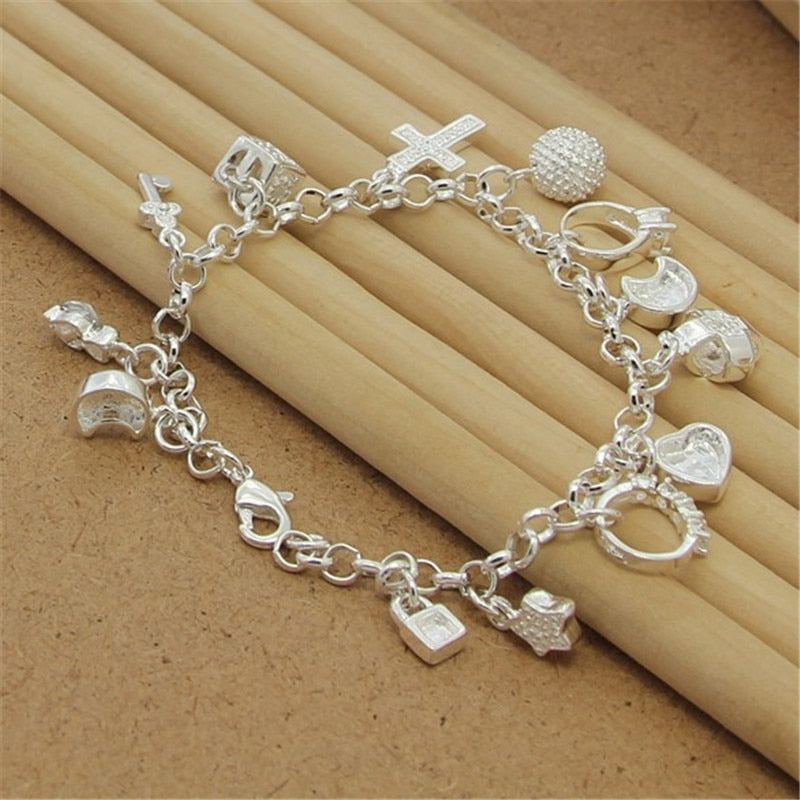 Sterling Silver Cross Charm Bracelet
