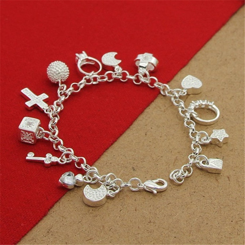 Sterling Silver Cross Charm Bracelet