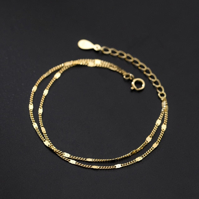 Sterling Silver Simple Double-layer Bracelet