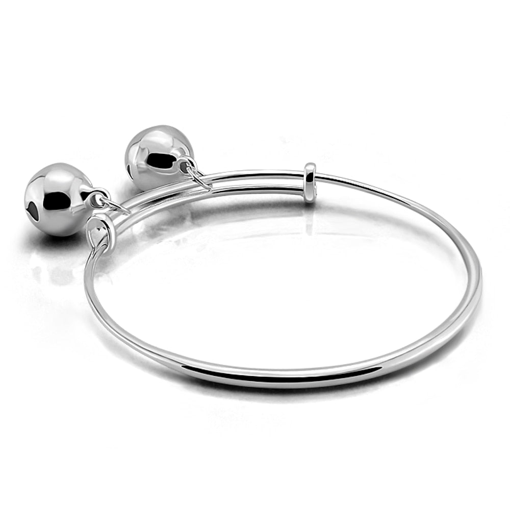 925 Sterling Silver Bell Bangle Bracelet