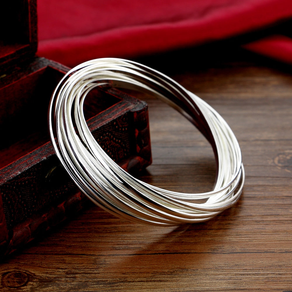 Solid 925 Sterling Silver Smooth Bangle Bracelet