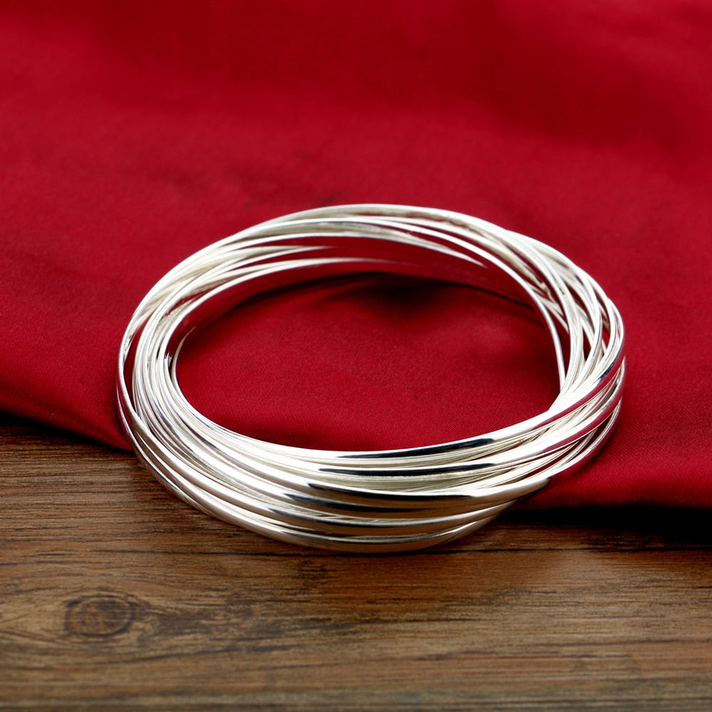 Solid 925 Sterling Silver Smooth Bangle Bracelet