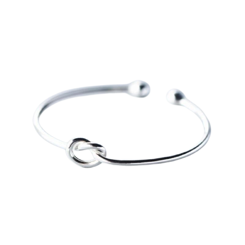 Sterling Silver Simple Heart-Shaped Knot Bracelet