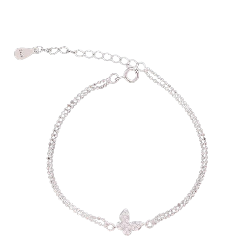 Sterling Silver Butterfly Charm Bracelet