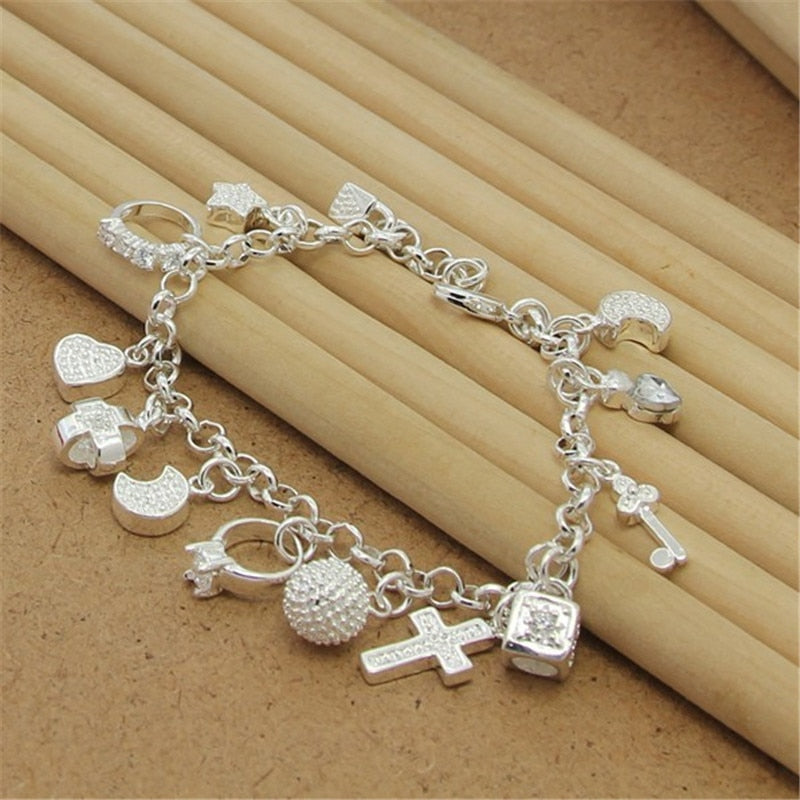 Sterling Silver Cross Charm Bracelet