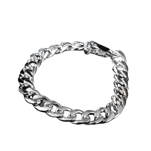 Sterling Silver Thick Cuban Chain Bracelet