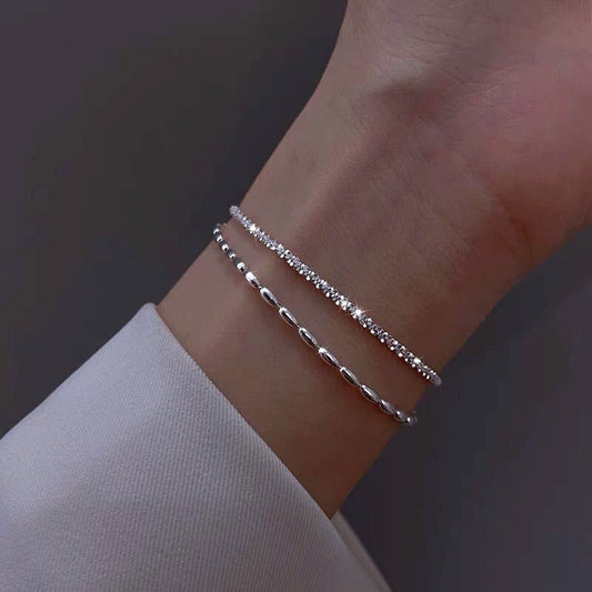 Sterling Silver Double Layer Beaded Bracelet