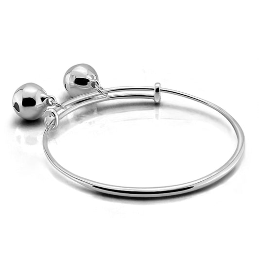 925 Sterling Silver Bell Bangle Bracelet